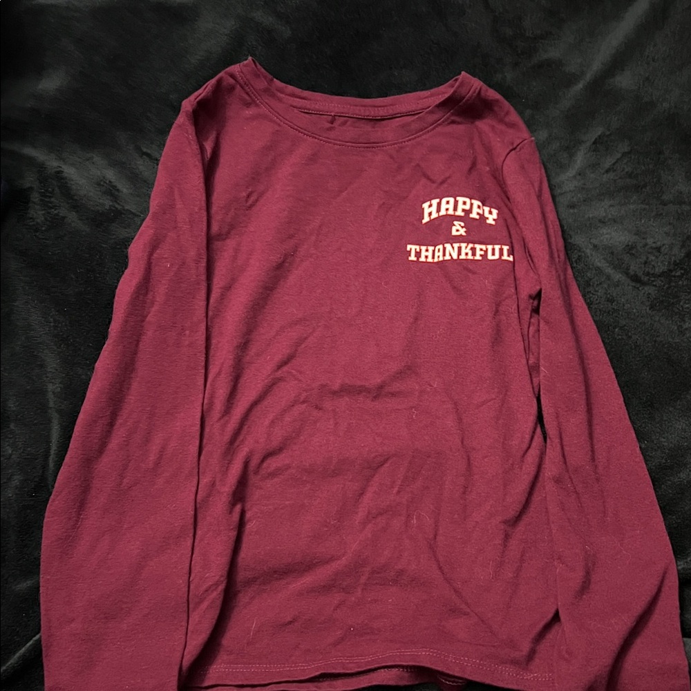 Happy & Thankful Maroon Long Sleeve Shirt